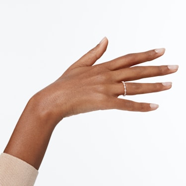 Vittore 戒指, 榄尖形切割, 白色, 镀玫瑰金色调 - Swarovski, 5351769