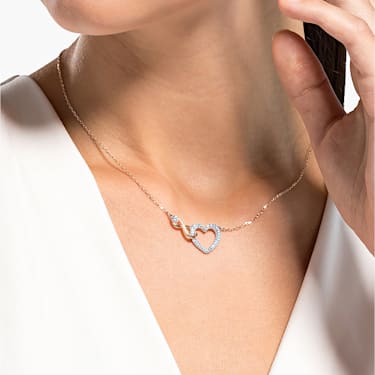 Swarovski Infinity 项链, 无限和心, 白色, 混合金属润饰 - Swarovski, 5518865