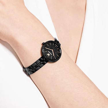 Cosmopolitan 腕表, 瑞士制造, 金属手链, 黑色, 黑色润饰 - Swarovski, 5547646