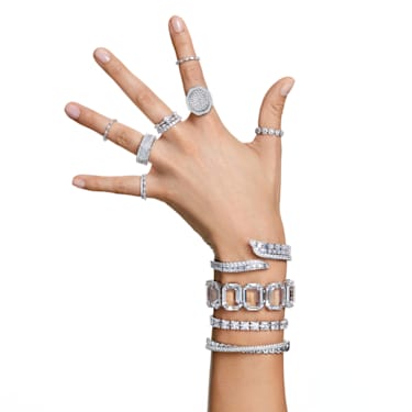 【此沙同款】Millenia 手链, 方形切割, 小码, 白色, 镀铑 - Swarovski, 5599202