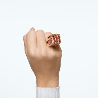 Curiosa 个性戒指, 方形切割, 橙色, 镀金色调 - Swarovski, 5599807
