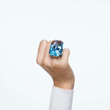 Lucent 个性戒指, 超大仿水晶, 八角形切割, 蓝色 - Swarovski, 5600223