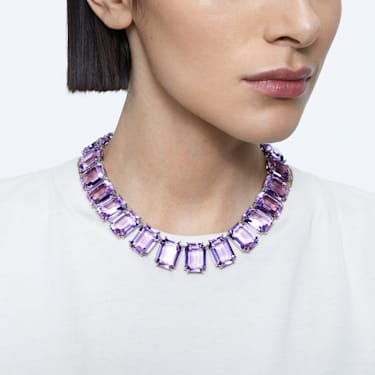 Millenia 项链, 超大仿水晶, 八角形切割, 紫色, 镀铑 - Swarovski, 5609701