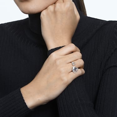 Millenia 开口戒指, 三菱形切割, 白色, 镀铑 - Swarovski, 5610391