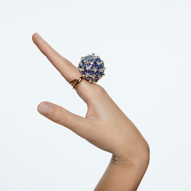 Curiosa 个性戒指, 混合切割, 蓝色, 镀金色调 - Swarovski, 5610817