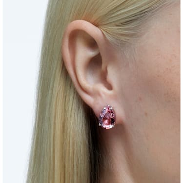 Gema 耳钉, 水滴切割, 粉红色, 镀铑 - Swarovski, 5614455