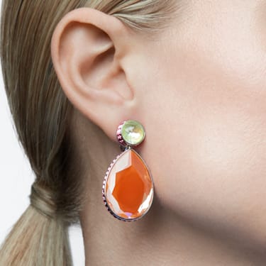 Orbita 夹式耳环, 非对称设计、水滴切割, 流光溢彩, 镀铑 - Swarovski, 5616019