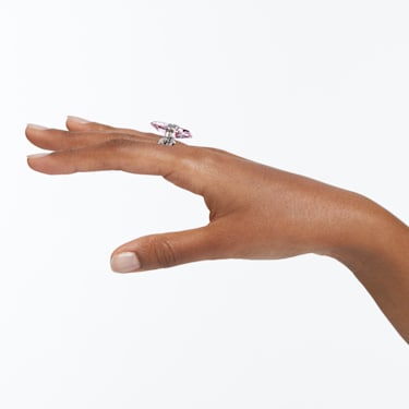 Lucent 戒指, 磁扣, 梨形切割, 粉红色, 镀铑 - Swarovski, 5620725