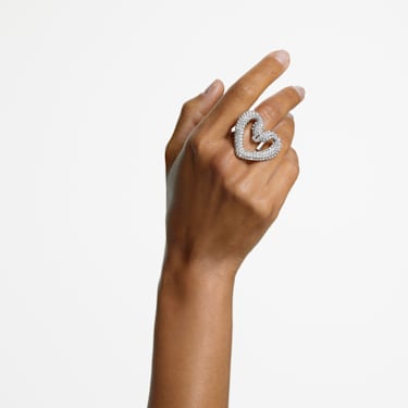 Una 个性戒指, 心形, 长, 白色, 镀铑 - Swarovski, 5627367