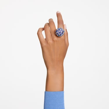Curiosa 个性戒指, 三角形切割, 蓝色, 镀金色调 - Swarovski, 5630306