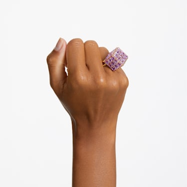 Curiosa 个性戒指, 方形切割, 紫色, 镀金色调 - Swarovski, 5633642