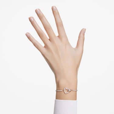 Lovely 手链, 心形, 白色, 镀玫瑰金色调 - Swarovski, 5636443