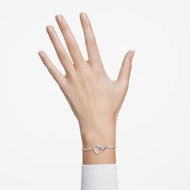 Lovely 手链, 心形, 白色, 镀铑 - Swarovski, 5636447