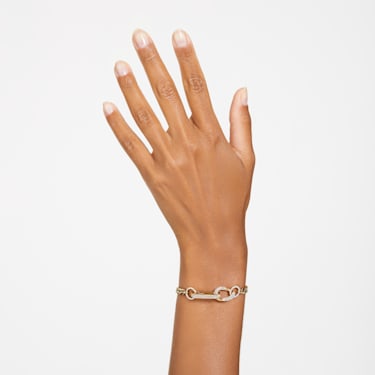 Dextera 手链, 密鑲, 混合連結, 白色, 镀金色调 - Swarovski, 5636739