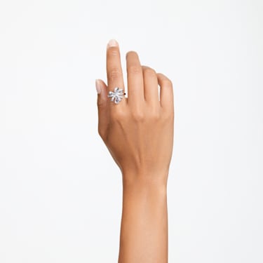 Volta 个性戒指, 蝴蝶结, 白色, 镀铑 - Swarovski, 5647560