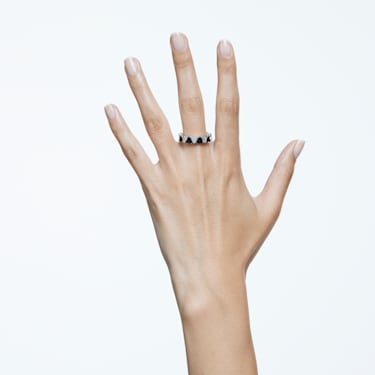 Ortyx 个性戒指, 三角形切割, 黑色, 镀铑 - Swarovski, 5648249
