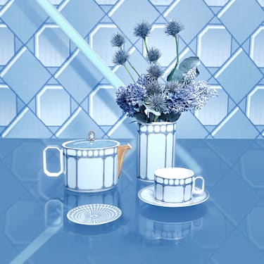 Signum 茶杯连茶碟, 瓷器, 蓝色 - Swarovski, 5648516