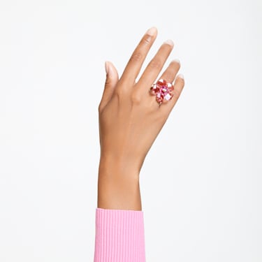 Florere 个性戒指, 花朵, 粉红色, 镀金色调 - Swarovski, 5650564