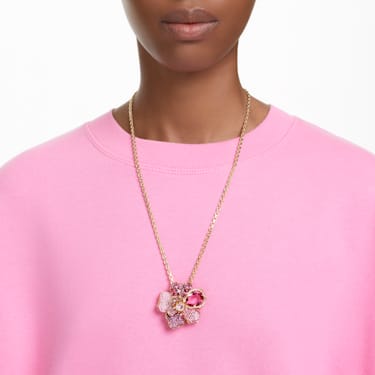 Florere 链坠和胸针, 密镶, 花朵, 粉红色, 镀金色调 - Swarovski, 5652068