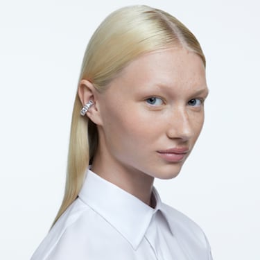 【此沙同款】Millenia 夹式耳环, 方形切割, 白色, 镀铑 - Swarovski, 5654557
