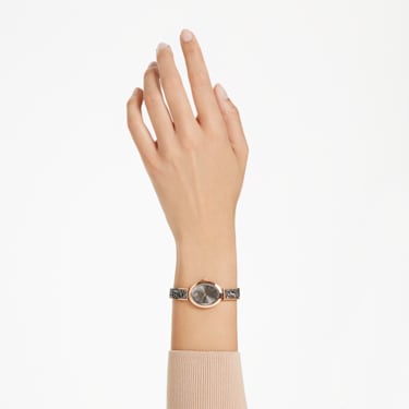 Crystal Rock Oval 腕表, 瑞士制造, 仿水晶手链, 灰色, 玫瑰金色调润饰 - Swarovski, 5656857