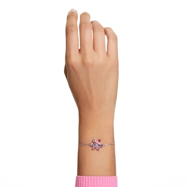 Gema 手链, 混合切割, 花朵, 粉红色, 镀铑 - Swarovski, 5658396