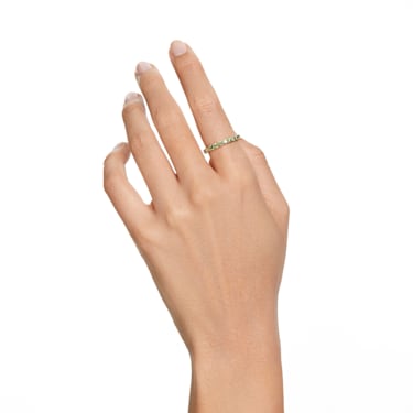 Matrix 戒指, 圆形切割, 绿色, 镀金色调 - Swarovski, 5658659