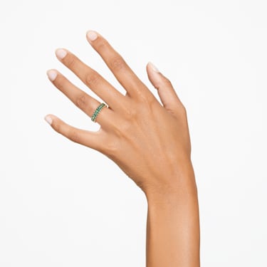 Matrix 戒指, 长方形切割, 绿色, 镀金色调 - Swarovski, 5661468