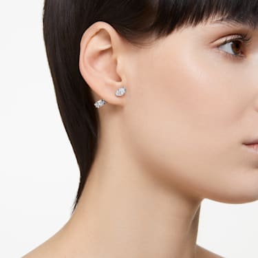 Mesmera 条形耳环, 混合切割, 白色, 镀铑 - Swarovski, 5661682