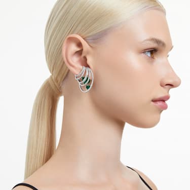 Hyperbola 耳骨夹, 混合切割, 绿色, 镀铑 - Swarovski, 5665331