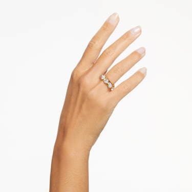 Dextera 戒指, 混合切割, 白色, 镀金色调 - Swarovski, 5665485
