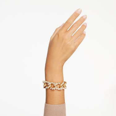 Dextera 手链, 宣言、混合切割, 白色, 镀金色调 - Swarovski, 5666027