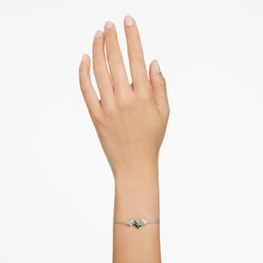 Mesmera 手链, 混合切割, 绿色, 镀铑 - Swarovski, 5668360