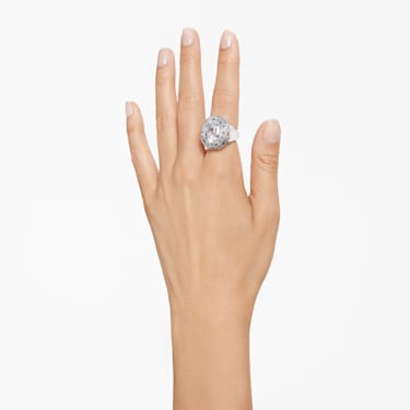 Mesmera 个性戒指, 八角形切割, 白色, 镀铑 - Swarovski, 5674297