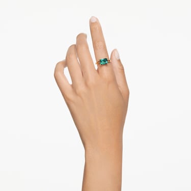 Matrix 个性戒指, 矩形切割, 绿色, 镀金色调 - Swarovski, 5677147