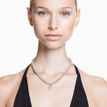Idyllia 链坠, 混合切割，仿水晶珍珠, 贝壳, 粉红色, 镀铑 - Swarovski, 5680297