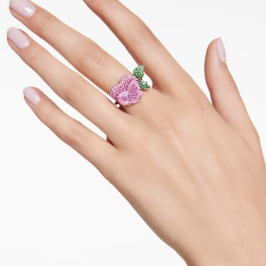 Alice in Wonderland 个性戒指, 花朵, 彩色, 镀铑 - Swarovski, 5682817