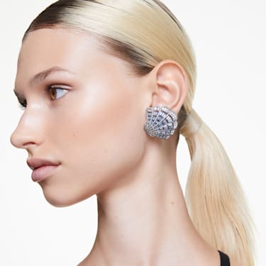 Idyllia 夹式耳环, 贝壳, 蓝色, 混合金属润饰 - Swarovski, 5683033