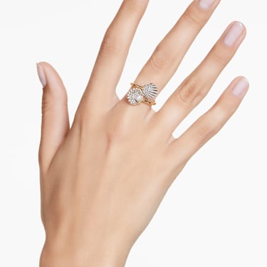 Idyllia 开口戒指, 仿水晶珍珠, 贝壳, 白色, 镀金色调 - Swarovski, 5683952