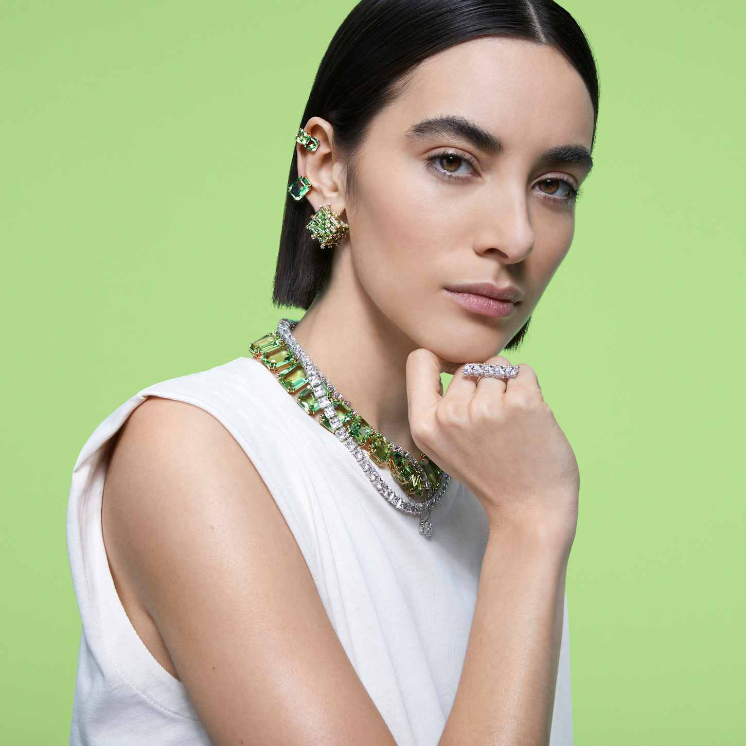 millenia 戒指, 八角形切割, 白色, 镀铑 - swarovski, 5601593