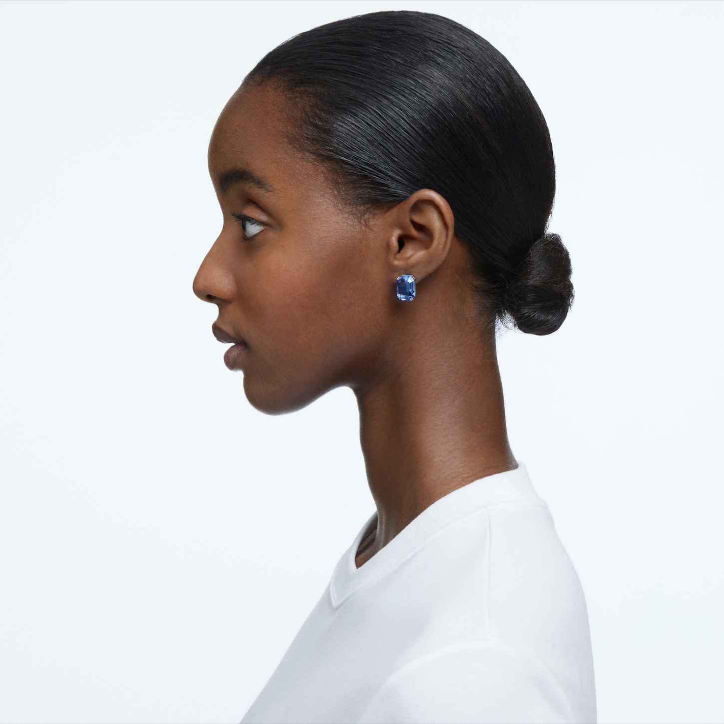 millenia 耳钉, 八角形切割, 蓝色, 镀铑 - swarovski, 5614935