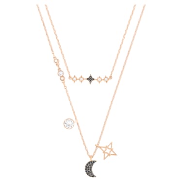 Swarovski Symbolic 项链, 套装 (2), 月、星, 黑色, 镀玫瑰金色调 - Swarovski, 5273290