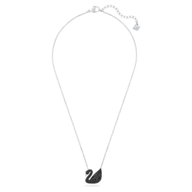 Swarovski Iconic Swan 链坠, 天鹅, 黑色, 镀铑 - Swarovski, 5347329