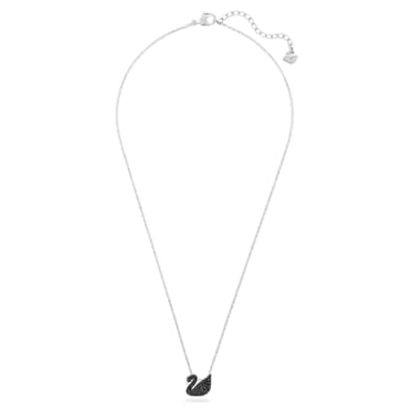 Swarovski Iconic Swan 链坠, 天鹅, 小号, 黑色, 镀铑 - Swarovski, 5347330