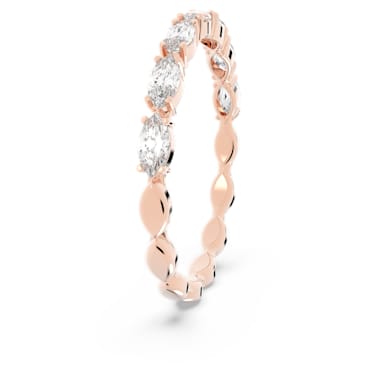 Vittore 戒指, 榄尖形切割, 白色, 镀玫瑰金色调 - Swarovski, 5351769