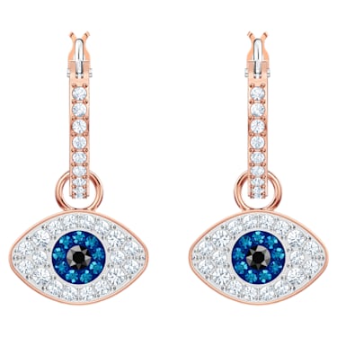 Swarovski Symbolic 大圈耳环, Evil eye, 蓝色, 镀玫瑰金色调 - Swarovski, 5425857