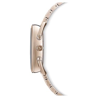 Crystalline Glam 腕表, 瑞士制造, 金属手链, 灰色, 香槟金色调润饰 - Swarovski, 5452462