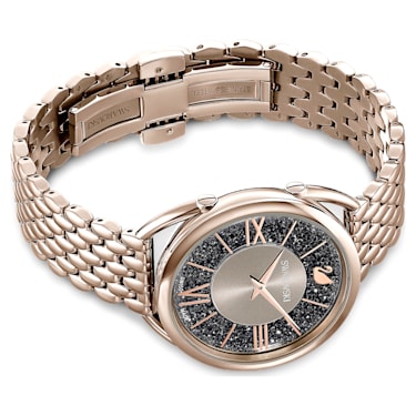 Crystalline Glam 腕表, 瑞士制造, 金属手链, 灰色, 香槟金色调润饰 - Swarovski, 5452462