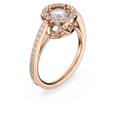 Swarovski Sparkling Dance 戒指, 圆形切割, 白色, 镀玫瑰金色调 - Swarovski, 5479934