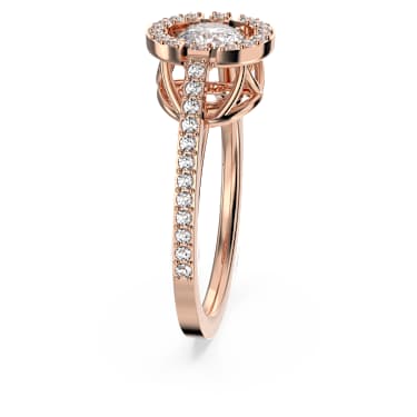 Swarovski Sparkling Dance 戒指, 圆形切割, 白色, 镀玫瑰金色调 - Swarovski, 5479934